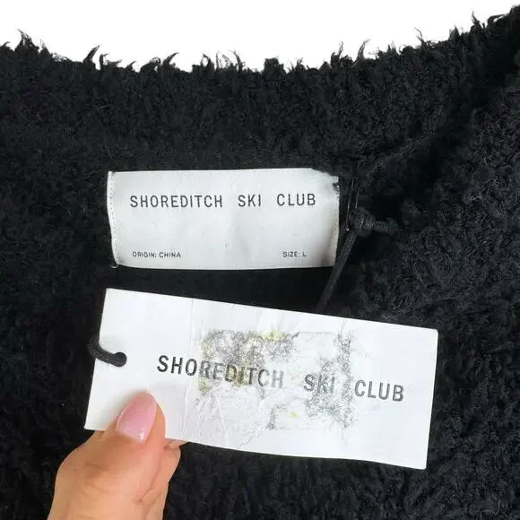 Shoreditch Ski Club NWT Rocky Cropped Crew Neck Wool Blend Relaxed Fuzzy Sweater